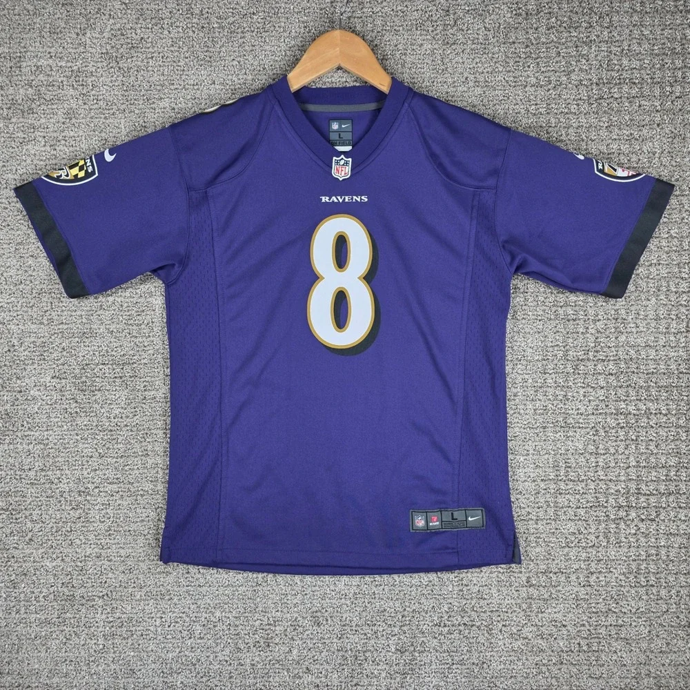 Nike Baltimore Ravens Lamar Jackson 8 NFL Jersey Womens L 14/16 Purple Football